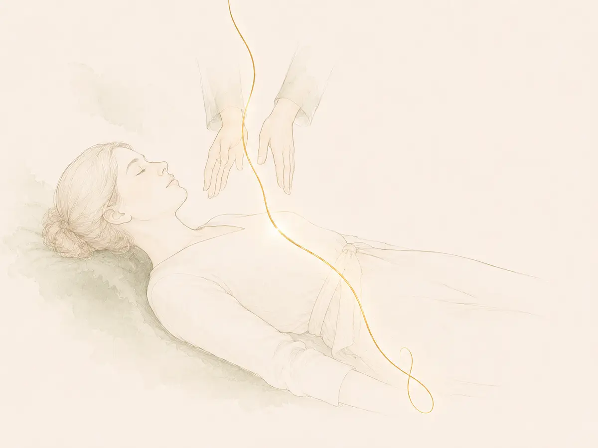 Illustration d’une séance de La Trame traversée par un fil doré