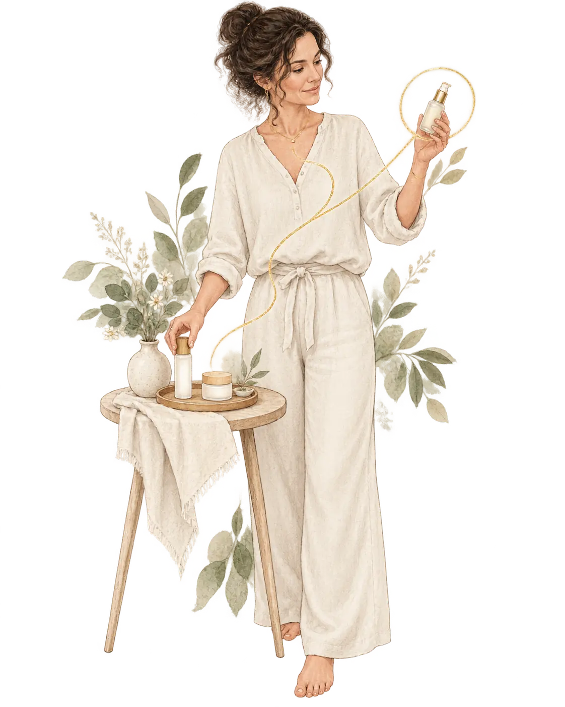 Femme choisissant quelques cosmétiques pour créer son rituel de soin